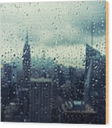New York City Raindrops Wood Print
