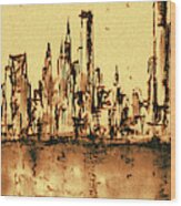 New York City Skyline 79 - Water Color Drawing Wood Print