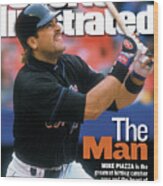 New York Mets Mike Piazza... Sports Illustrated Cover Wood Print