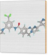 Nilotinib Cancer Drug Molecule Wood Print