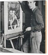 Norman Rockwell Working On Mothers Day Wood Print