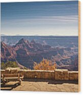 North Rim View And Bench Wood Print
