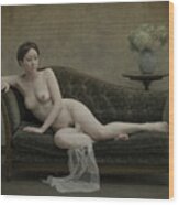 Nude On The Sofa Wood Print