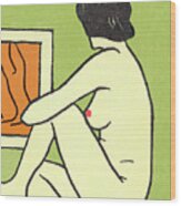 Nude Woman Sitting Wood Print