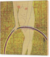 Nude Woman With Hula Hoop Wood Print
