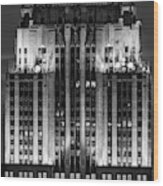 Nyc Empire State Building Esb Broadcasting Bw Wood Print