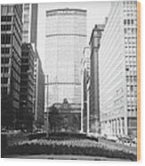 Office Buildings In American City, B&w Wood Print