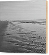 Ogunquit Beach Sand Patterns Ogunquit Maine Sunrise Black And White Wood Print