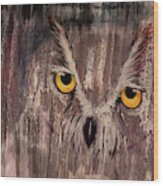 Ol Rainy Day Owl Wood Print
