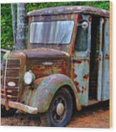 Old Mack Delivery Van Wood Print