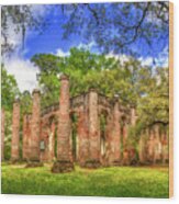 Old Sheldon Church Ruins 3 Beaufort South Carolina Historic Art Wood Print