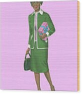 Older Lady Wearing A Suit Wood Print