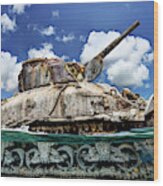 Omaha Beach Dd Sherman Tank Wood Print
