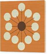 Orange And Cream Dot Design Wood Print