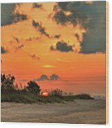 Orange Sunrise Over Sanibel Island Wood Print