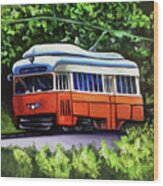 Orange Trolley Wood Print