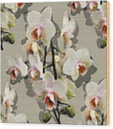 Orchids - On Cream Wood Print