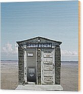 Outhouse On Beach, Close-up Wood Print
