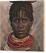 P101-5 Ethiopia, Murle Region. Portrait Wood Print