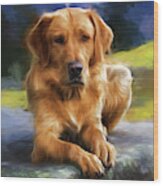 Painting Of A Golden Retriever Wood Print