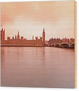 Palace Of Westminster At Sunset Wood Print