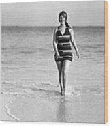 Peaches Browning At Elbow Beach In Wood Print