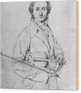 Pencil Sketch Of Niccolo Paganini Wood Print