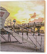 Pensacola Lifeguard Tower Five Sunrise Panorama Photo Wood Print