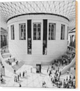 People At The Main Hall Of The Famous British Museum In London U Wood Print