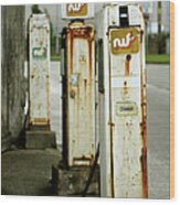 Petrol Gas Pumps, Caernarfon Wood Print