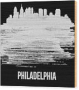 Philadelphia Skyline Brush Stroke White Wood Print