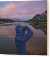Photographer Taking Sunset Photo At Limestone Lakes Wood Print