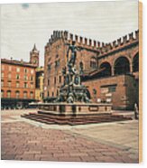 Piazza Del Nettuno In Bologna, Italy Wood Print