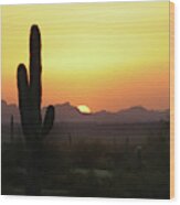 Picacho Peak Sunset Wood Print