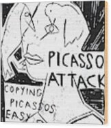 Picasso Attack Wood Print