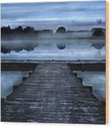 Pier In Front Of Lake Wood Print