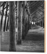 Pier Pilings In Black And White Wood Print