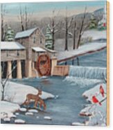 Pigeon Forge In The Winter Wood Print