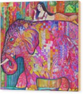 Pink Elephant Wood Print