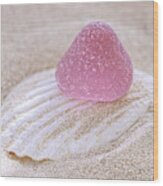 Pink Gumdrop Sea Glass Wood Print