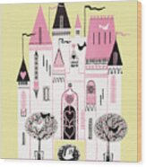 Pink Heart Castle Wood Print