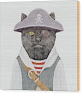 Pirate Cat Wood Print