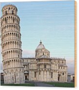 Pisa - Leaning Tower And Cathedral Wood Print