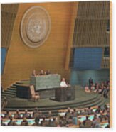 Pope Paul Vi Addressing United Nations Wood Print