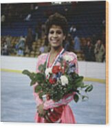 Portrait Of Ice Skating Champion Debi Wood Print