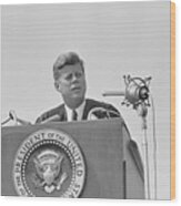 Portrait Of President John F. Kennedy Wood Print