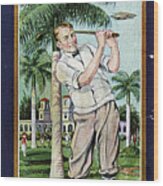 Poster Of Golfer In Miami Wood Print