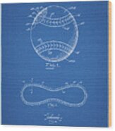 Pp143- Blueprint Baseball Stitching Patent Wood Print
