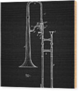 Pp261-vintage Black Slide Trombone Patent Poster Wood Print