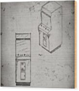 Pp357-faded Grey Arcade Game Cabinet Front Figure Patent Poster Wood Print